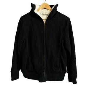 OLD NAVY Black‎ Sherpa Fleece Fur Lined Hoodie Jacket Sweatshirt Women’s Large